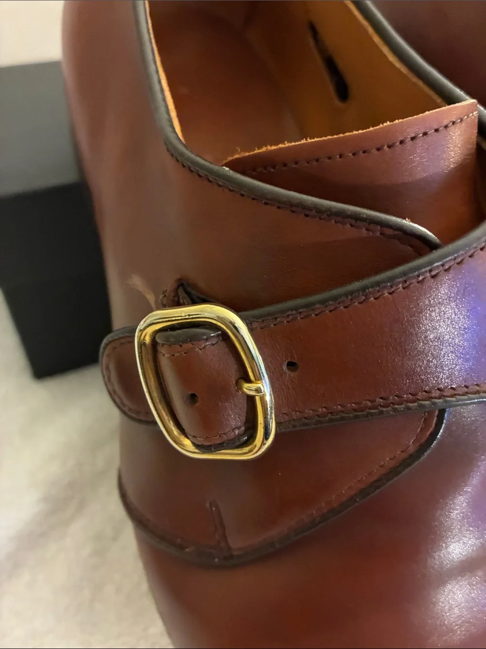 Allen Edmonds Men's Brown Leather Warwick Monk Strap Dress Shoes w/single buckle